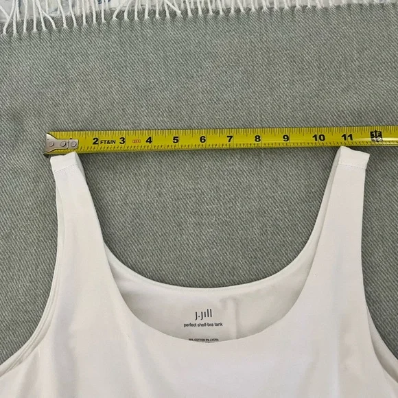 J.JILL Small white cotton tank top with built in shelf bra VGC - Picture 4 of 7